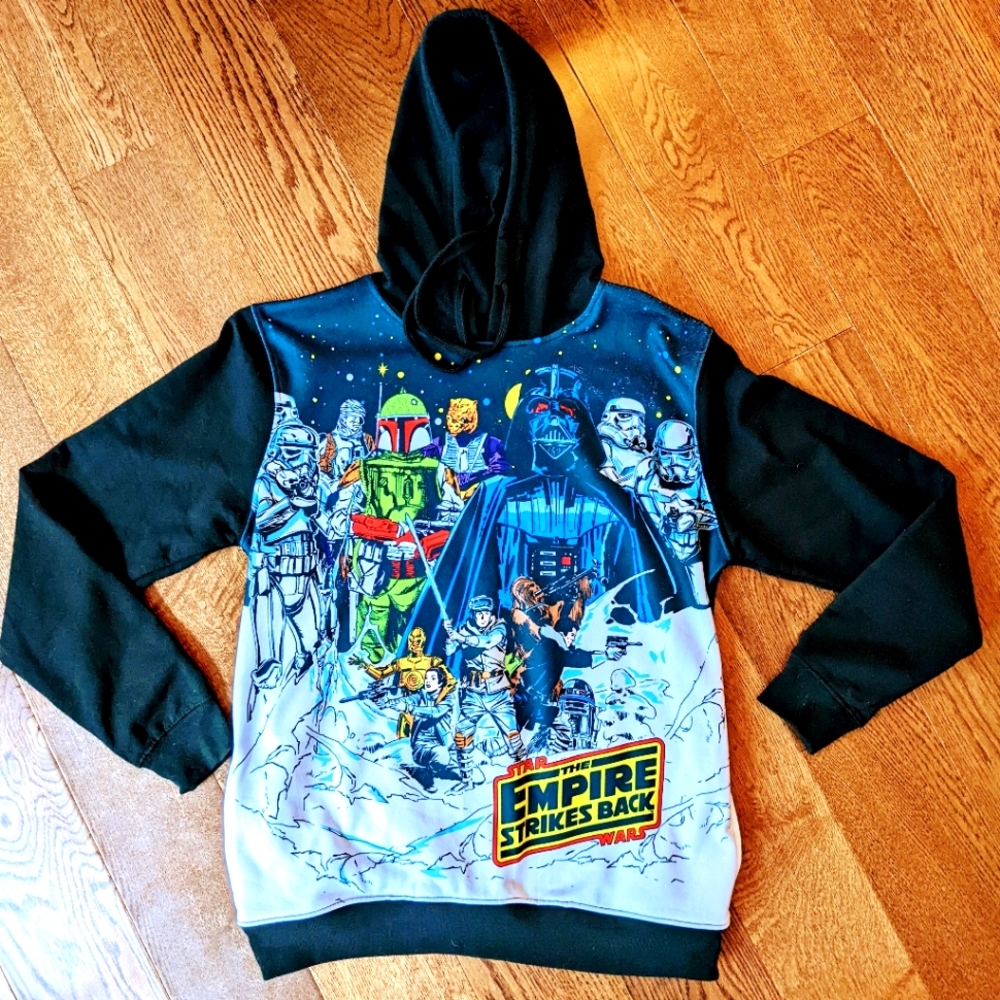 Star Wars Empire Strikes Back Black Sweater Hoodie Size Medium
